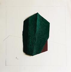 Tête (verte),2025, Collage, 40 x 40 cm